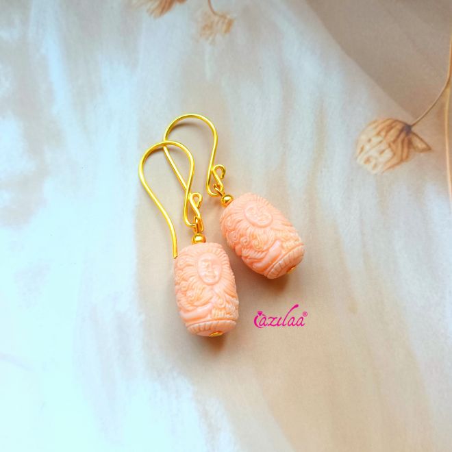 Peach mermaid gold plated earrings