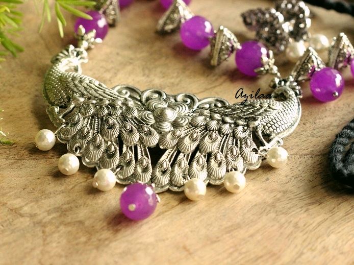 Peacock Statement handmade necklace set