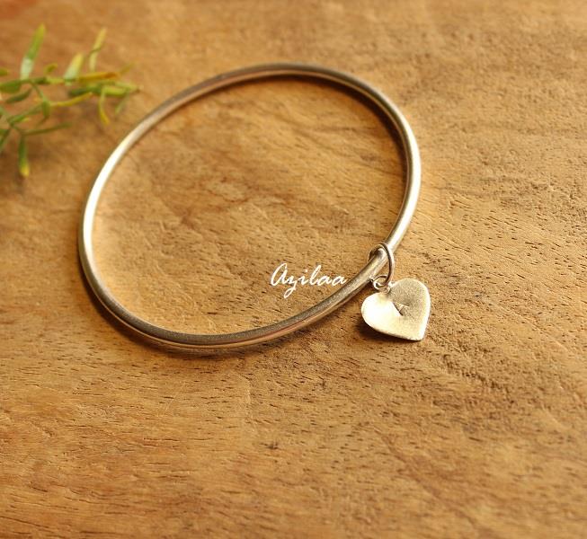 2 Personalized initial sterling silver handmade bangle bracelets