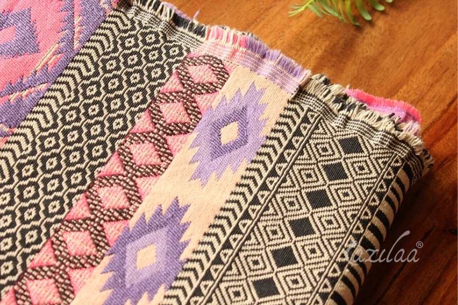 Pink purple Aztec pattern handloom handmade runner