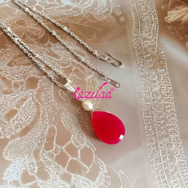 Pink Gemstone Sterling Silver Gemstone pearl Pendant