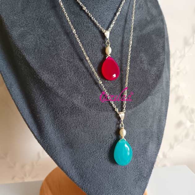 Pink Gemstone Sterling Silver Gemstone pearl Pendant