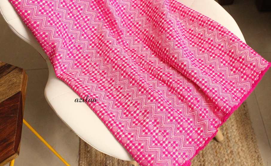 Pink Handloom woven throw blanket