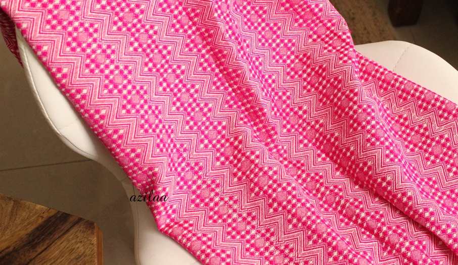 Pink Handloom woven throw blanket
