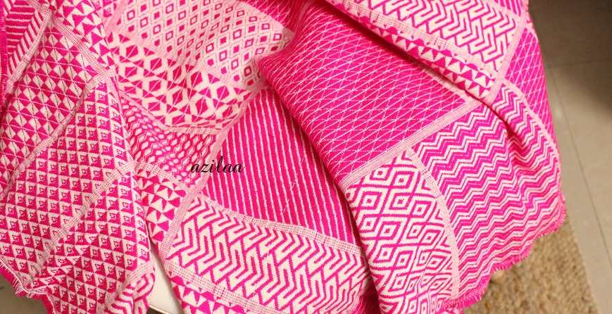 Pink Handloom woven throw blanket