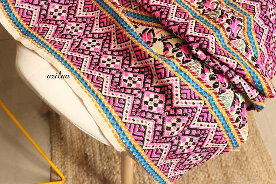 Pink Handloom woven throw blanket