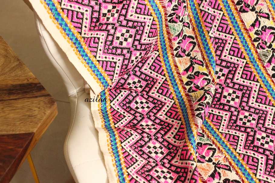 Pink Handloom woven throw blanket