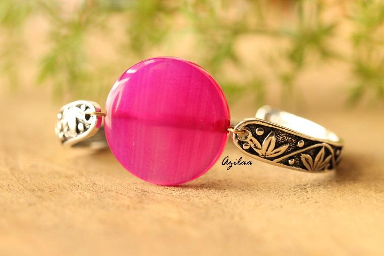 Pink Silver tone gemstone beaded handmade bracelet