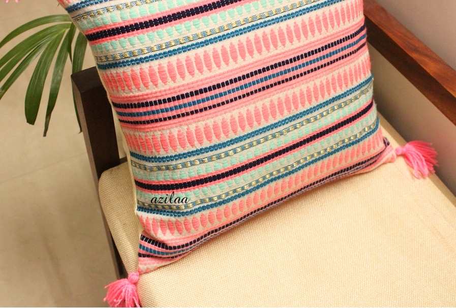 Pink handloom handmade cushion covers