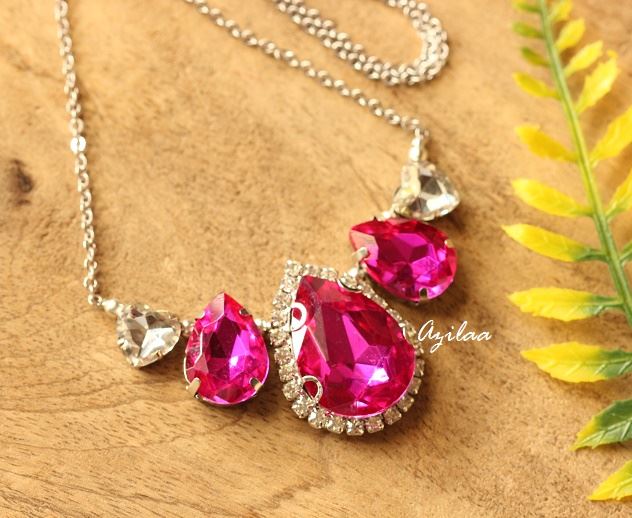 Pink pendant Crystal CZ pendant necklace