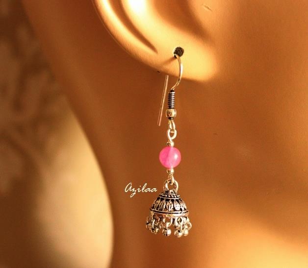 Pink gemstone handmade Pendant necklace earring