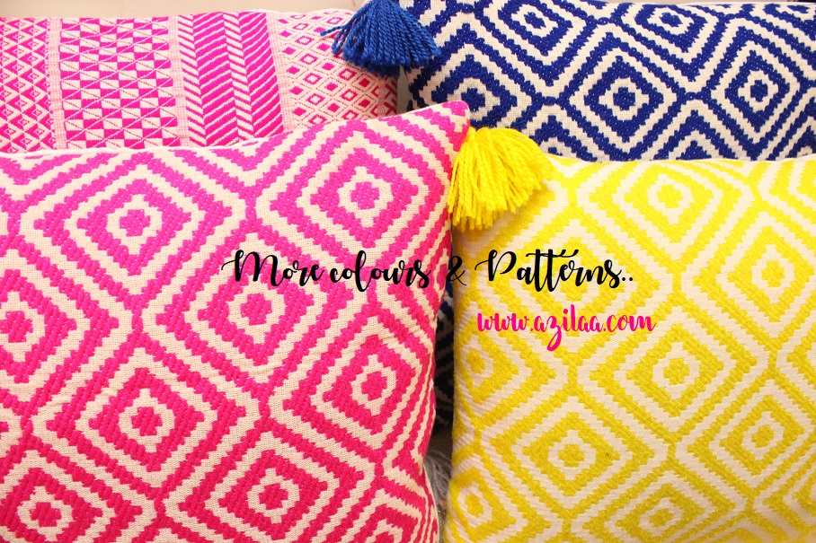 Pink white geometric handloom handmade cushion cover 1