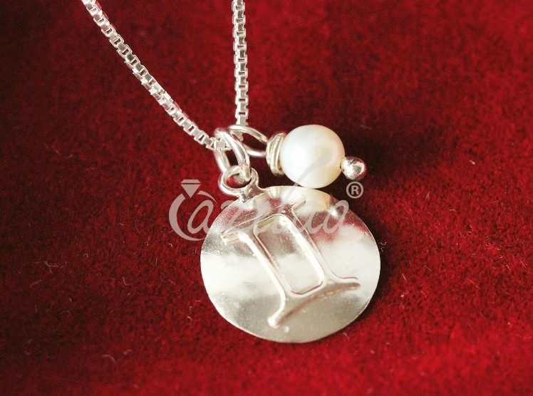 Gemini Zodiac Sterling silver pearl charm Pendant