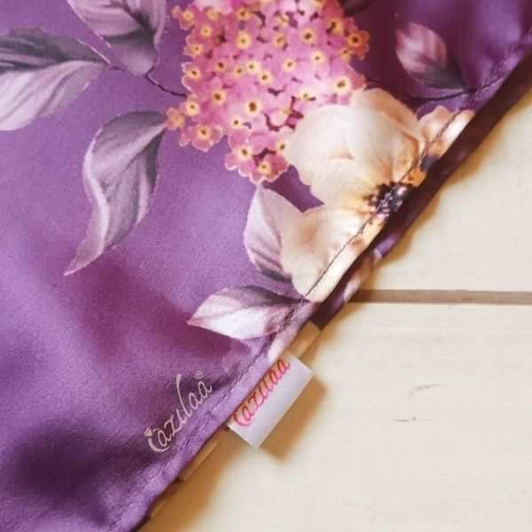 Premium purple warm floral satin scarf