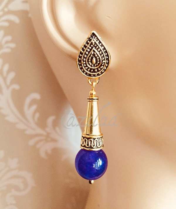 Purple Gold plated drop handmade earrings