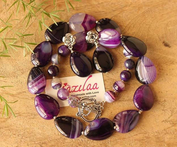 Purple Statement designer gemstone beaded necklace Set