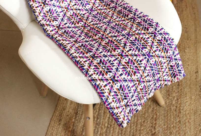 Purple flower Handloom woven throw blanket