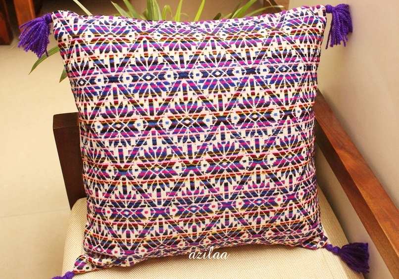 Purple flower handloom handmade cushion cover 1