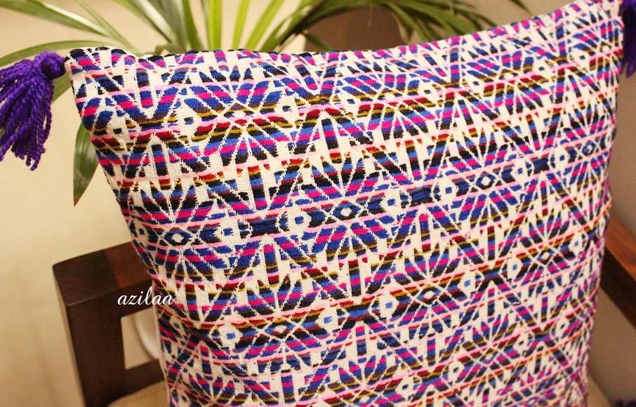 Purple flower handloom handmade cushion cover 1