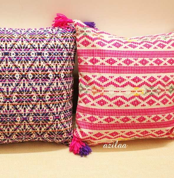 Purple flower handloom handmade cushion cover 1
