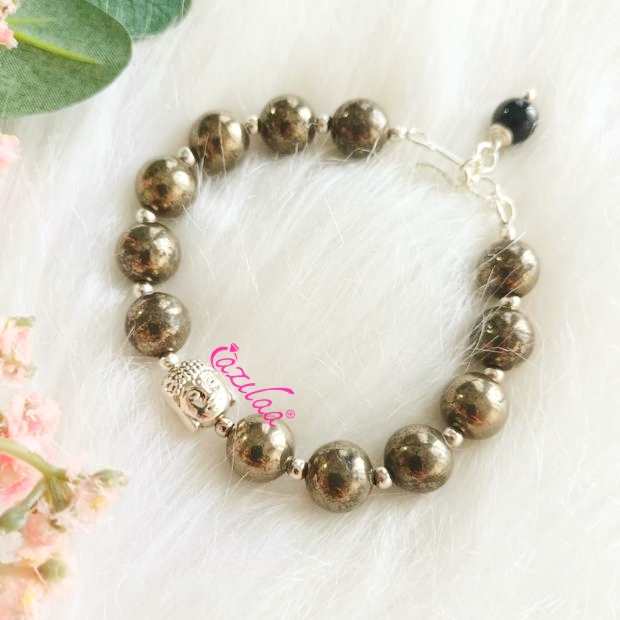 Pyrite Buddha Peace charm bracelet 