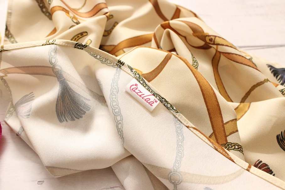 Quirky chain charm satin scarf Square