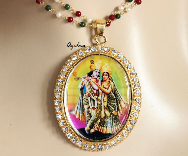 Radha Krishna Gorgeous God Pendant Necklace