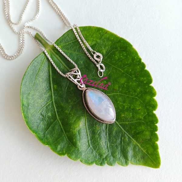 Rainbow moonstone gemstone Sterling silver  handmade Pendant