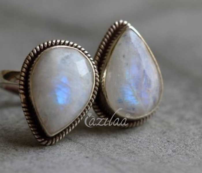 Rainbow moonstone sterling silver gemstone handmade ring