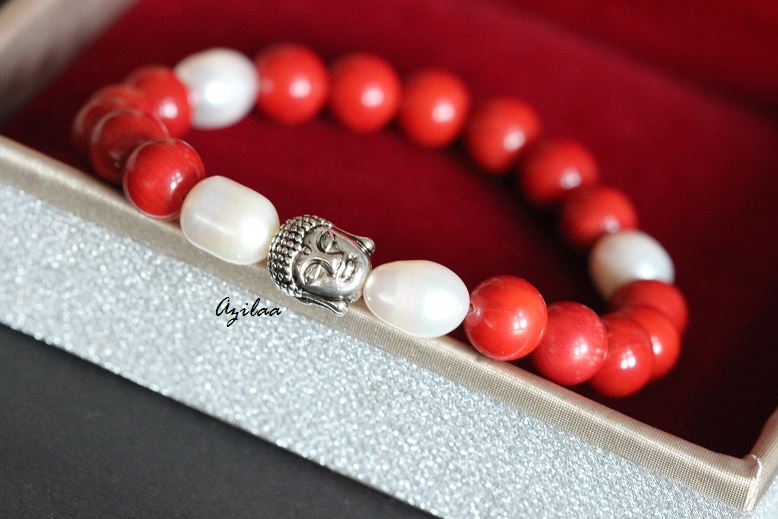 Red Coral bracelet Buddha handmade beaded bracelet