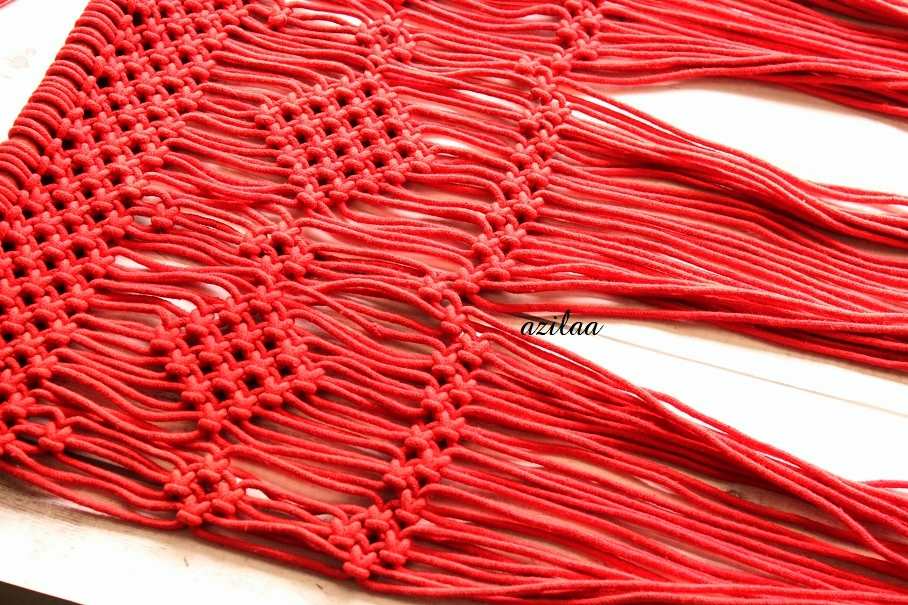 Red ECO friendly boho cotton macrame handmade plant hanger 1pc