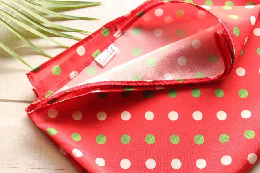 Red polka dot Crepe Silk scarf