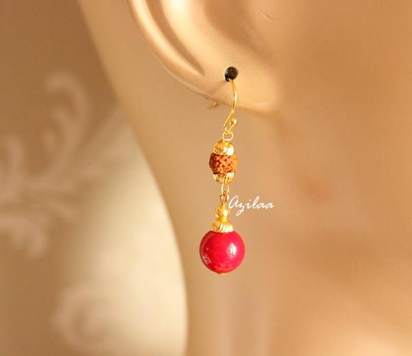 Rudraksha Ganesha red coral gemstone handmade golden necklace set