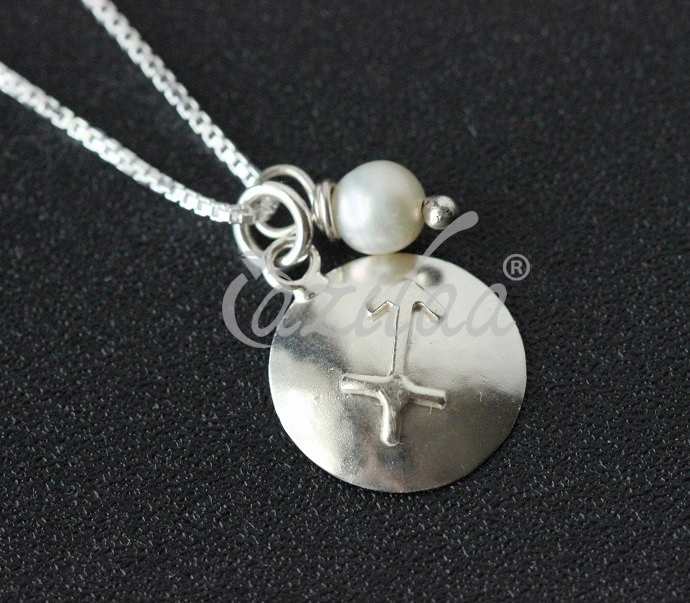 Sagittarius  Zodiac Sterling silver pearl charm Pendant