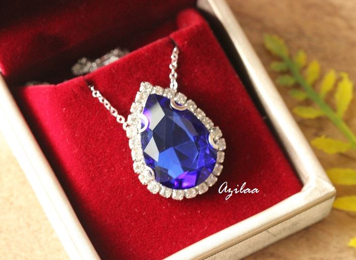 Sapphire Blue pendant Crystal CZ pendant necklace