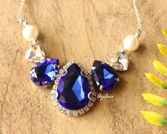 Sapphire Blue pendant Crystal CZ pendant necklace
