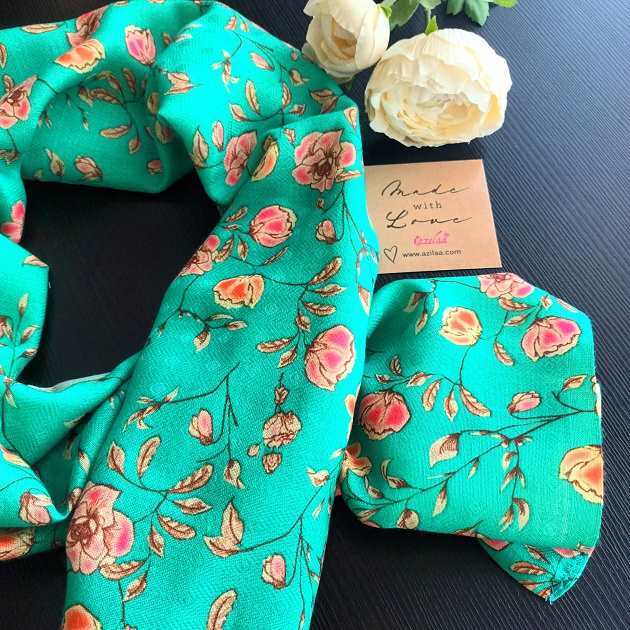 Sea green floral Pashmina winter rectangle scarf 