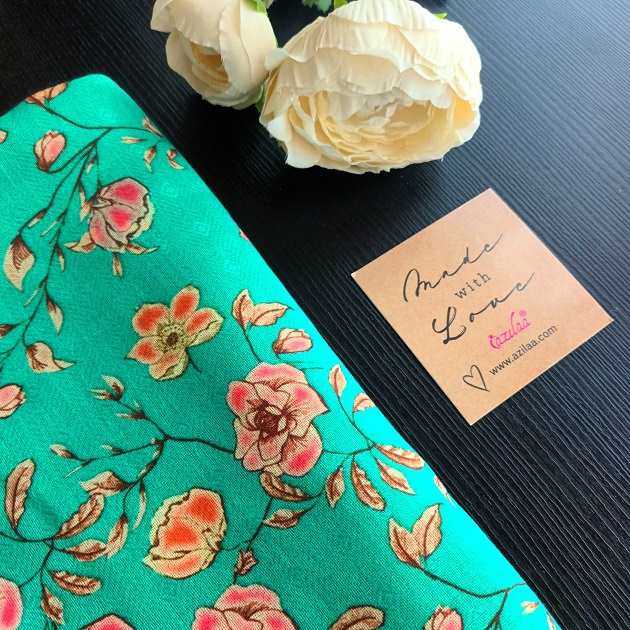 Sea green floral Pashmina winter rectangle scarf 