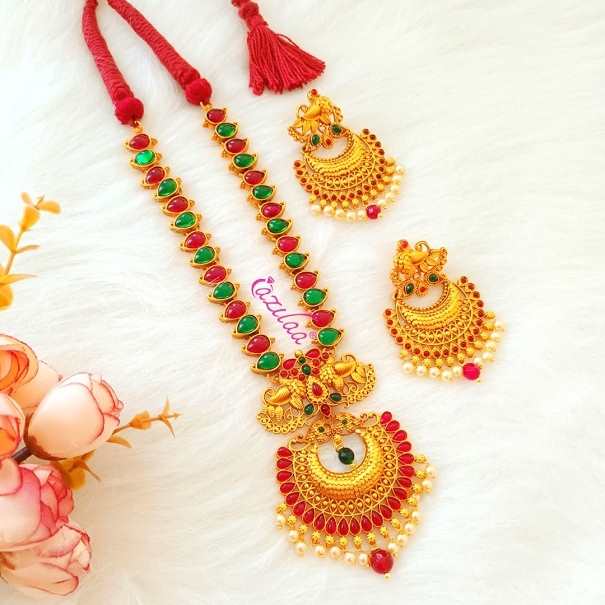  Semi Bridal Antique golden multi necklace set