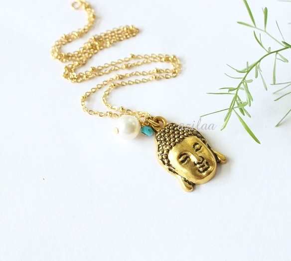 Simplicity Buddha pendant gold plated chain necklace 