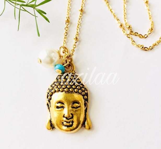 Simplicity Buddha pendant gold plated chain necklace 
