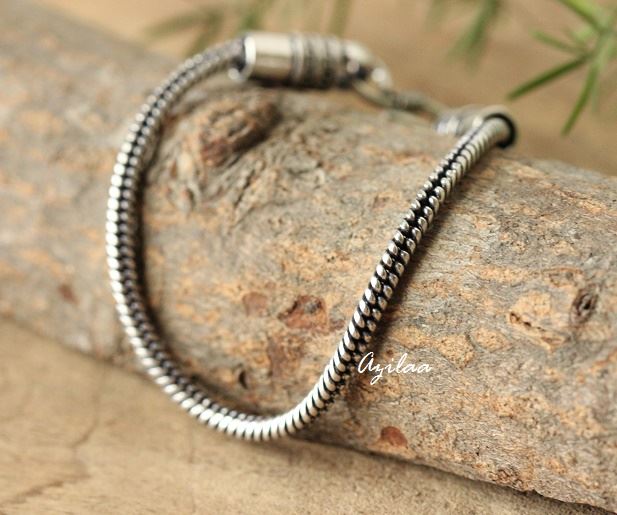 Snake Silver plated chain handmade bracelet