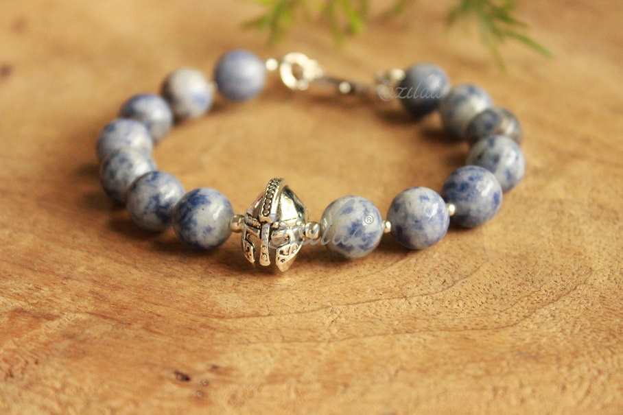 Viking charm Sodalite healing gemstone beaded men Bracelet