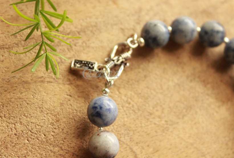 Viking charm Sodalite healing gemstone beaded men Bracelet
