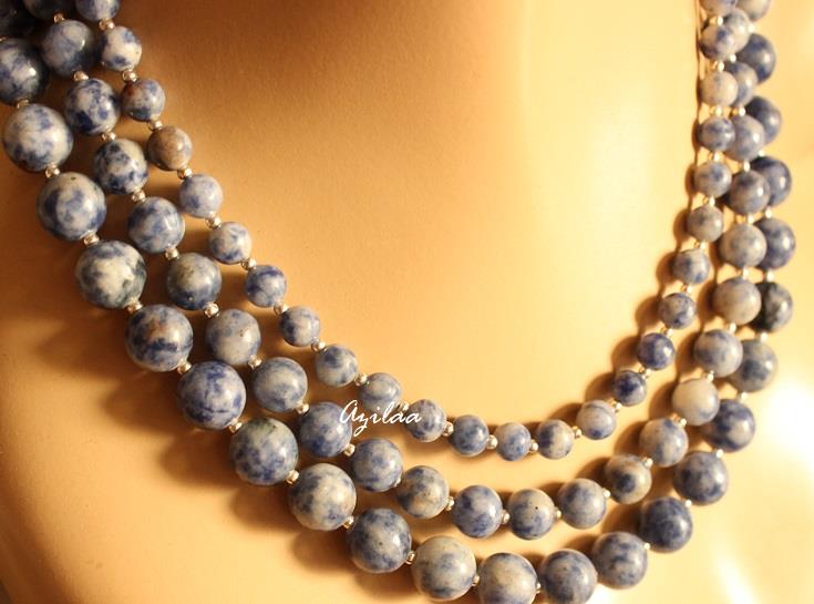 Sodalite healing stone necklace, Layered gemstone necklace set