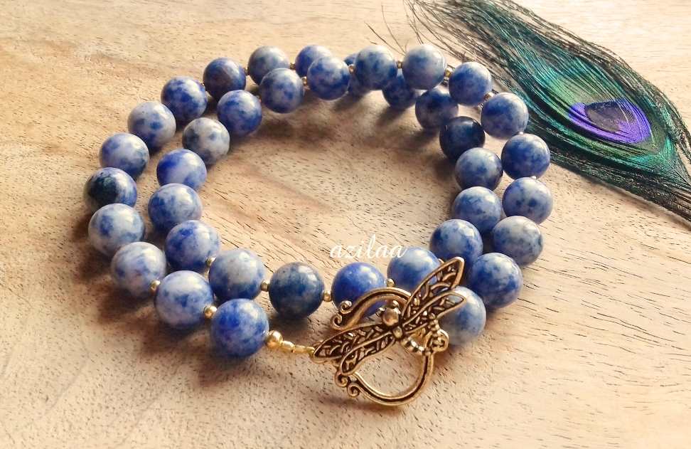 Sodalite healing stone necklace, beaded gemstone necklace