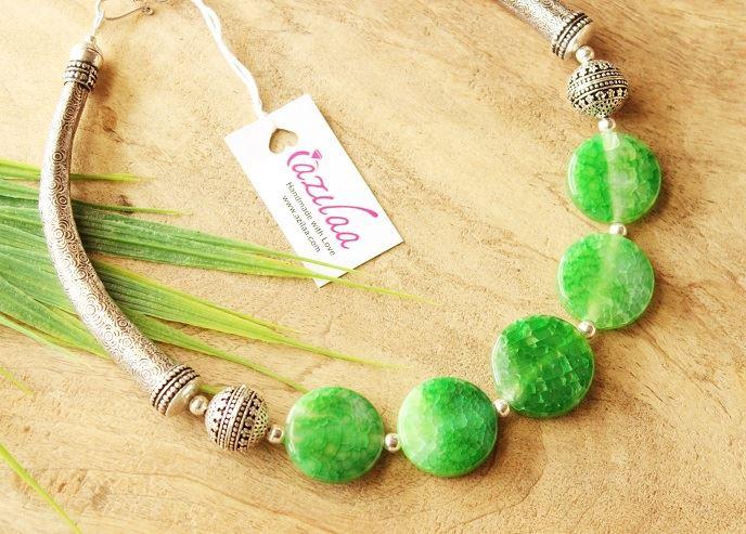 Spring Green agate gemstone artisan handmade necklace