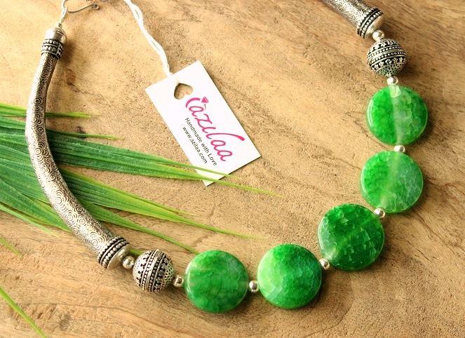 Spring Green agate gemstone artisan handmade necklace