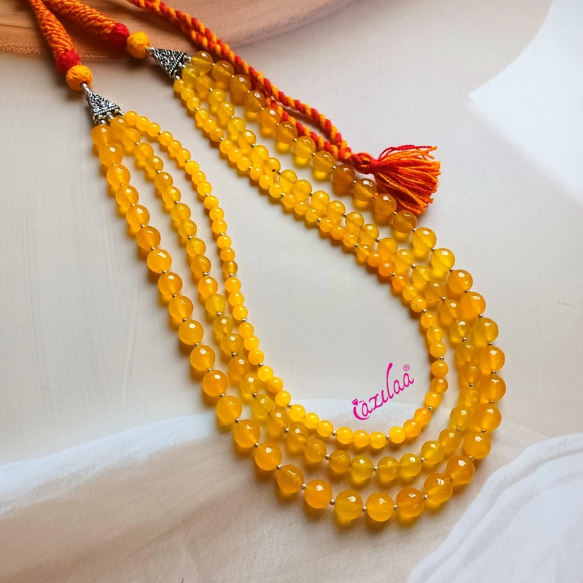 Spring Yellow agate layered gemstone handmade necklace