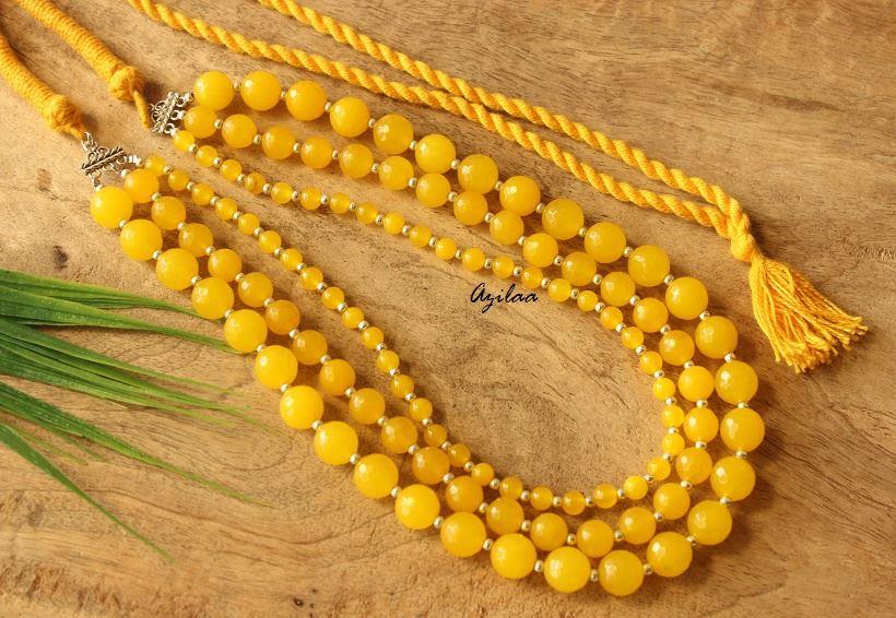 Spring Yellow agate layered gemstone handmade necklace